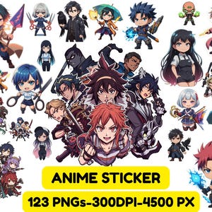 Chibi Anime Character PNG Stickers: Scrapbooking & Planner Art (Digital Download)