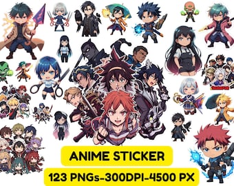 Chibi Anime Character PNG Stickers: Scrapbooking & Planner Art (Digital Download)