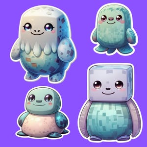 Sticker Cute Pixel Animal Stickers | Kawaii Digital Pet Vinyl Sticker Pack | Chibi Creatures for Water Bottles, Laptops, Journals