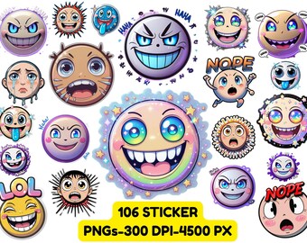 Lustige Emoji Sticker: Kawaii Meme Gesichter PNG Clipart (Digitaler Download)