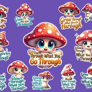 Mushroom Quote Sticker Pack: Inspirational Vinyl Decals