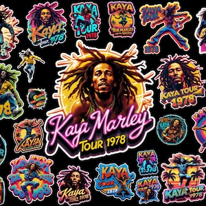 Bob Marley Kaya Tour 1978 Sticker Pack (240 PNG Designs) (Digital Download)