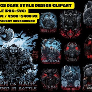 Viking Clipart Bundle, Norse Warrior PNG SVG Set, Dark Axe Design ( Digital Download )