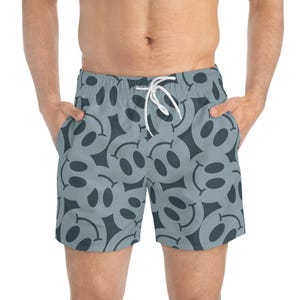 Smiley-zwembroek, Happy Face-strandshort, leuke emoji-boardshort, vrolijke zwembroek, feestkleding zomerzwembad