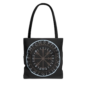 Wikinger Kompass Einkaufstasche - Nordische Symbol Umhängetasche, Skandinavischen Reisemarkt Tote, Runen Strandtasche, Pagan Wiederverwendbare Einkaufstasche, Nordic