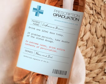 Custom Graduation Party Wine Lables, Personalized Funny Gifts for Graduate, Class of 2026 Grad Party Decorations