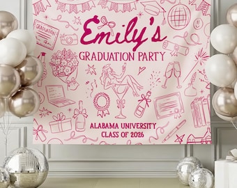 Personalized Graduation Party Banner, Custom Grad Party Tapestry, Class of 2026