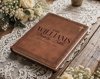 Personalized Wedding Bible Guest Book, Custom NIV Family Bible for Newlywed, Engraved Name Christian Journaling Keepsake, Bridal Shower Gift