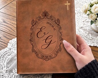 Personalized Wedding Bible Guest Book, Custom NIV Family Bible for Newlywed, Engraved Name Christian Journaling Keepsake, Bridal Shower Gift