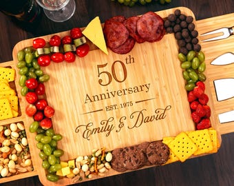50th Anniversary Charcuterie Board - Personalized 50 Years Anniversary Cheese Board - Golden Anniversary Gift for Her - Gift for Parents