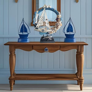 Handmade Nautical Decor with Shells | Coastal Beach Centerpiece | Marine Table Art | Unique Beach Decor Sculpture | Handmade Shell Decor