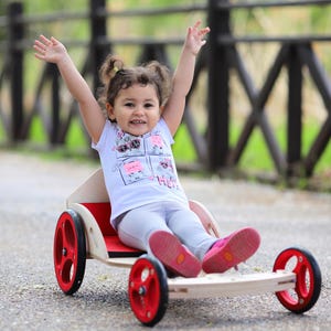 幼児向け手作り木製乗用玩具車 | モンテッソーリ教育風押し車 | 環境に優しい木製車両