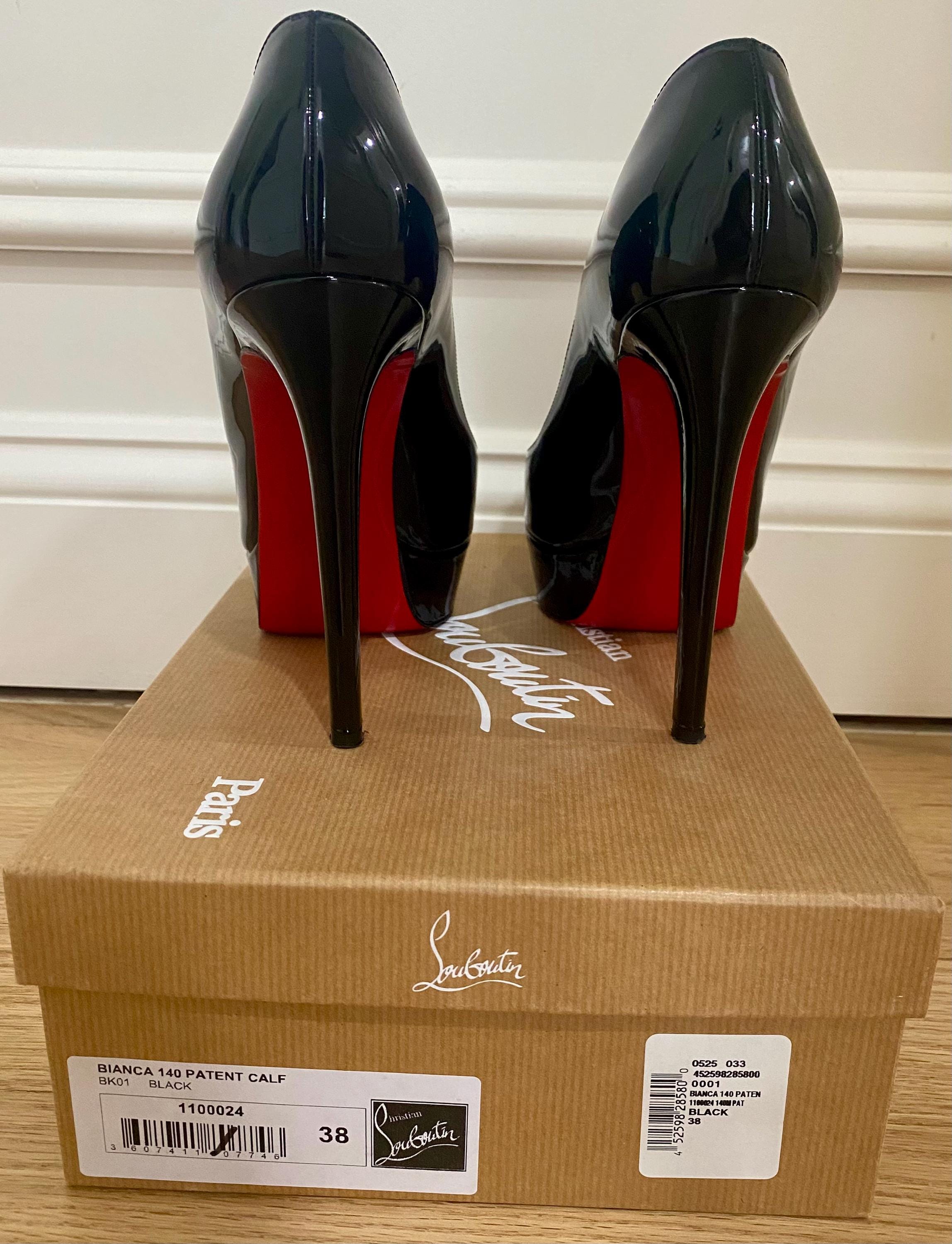 Christian Louboutin Bianca 140 Black Patent Calf Heels