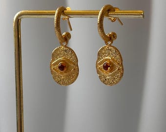 Astra Hoops – The Eye of Fire | Heliopolis Collection | Symbolic Lightweight Ocean Earrings  | 925 Sterling Silver