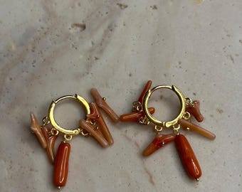 Ardea – Coral Hoop Earrings - Astypalaia Collection - 925 Silver