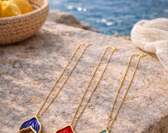 Collar Marea – Colección Astypalaia / Collar llamativo chapado en oro / Joyería simbólica para transiciones interiores