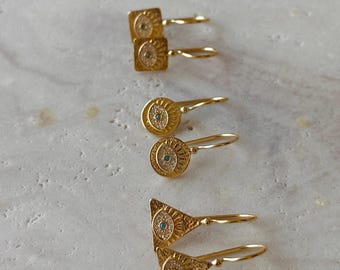 Gold Evil Eye Earrings: Sterling Silver Pearl Hoop Jewelry