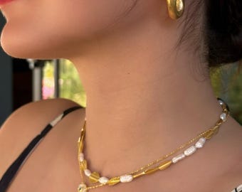 Textured Chunky Hoop Earrings: 925 Sterling Silver, Gold Plated