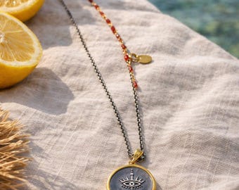 Noema Evil Eye Necklace – Black and Red Protective Jewelry for Inner Awareness – Knidos Collection