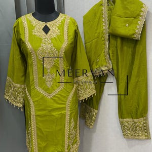 Zestaw Salwar Kurti na imprezę z Palazzo na ślub, ciężka chinonowa jedwabna haftowana sukienka robocza z diamentami dla kobiet