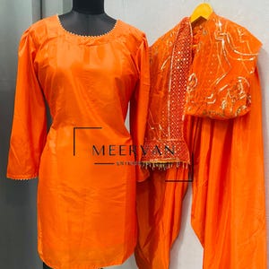 Farshi Salwar Suit Set | Heavy Crepe Silk with Sequin Embroidered Net Dupatta | Stitched Indian Outfit | Party Wear | Eid | Wedding