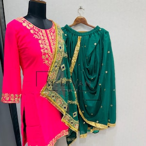 Fully Stitched Faux Georgette Embroidered Dhoti Skirt Set with Heavy Sequin Work and Dupatta – Elegant Ethnic Wear for Women