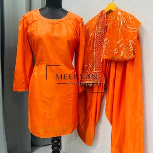Farshi Salwar Suit Set | Heavy Crepe Silk with Sequin Embroidered Net Dupatta | Stitched Indian Outfit | Party Wear | Eid | Wedding