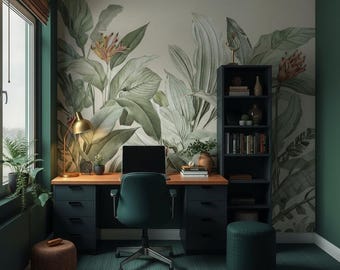 Removable Peel and Stick Wallpaper – Nature with a beige background– Elegant Self Adhesive Wall Mural for Modern Natural Home Décor