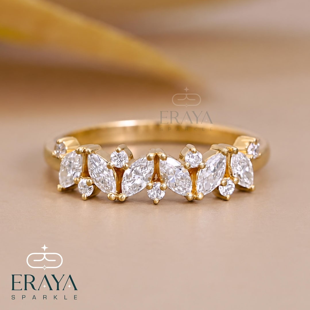 Marquise & Round Eternity Band, Lab Diamond Wedding Band, Stackable Marquise & Round Eternity Band, Lab Diamond Wedding Band, Stackable
