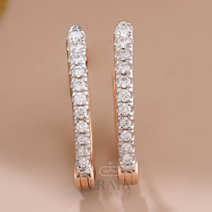 Lab Grown Diamond Hoop Earring, Minimalist Diamond Hoops, Stylish hoops, Lab grown Diamond Earrings, Diamond Huggies, Diamond Earrings