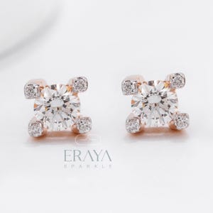 Lab-Grown Diamond Stud Earrings: Rose Gold, Dainty Solitaire Studs