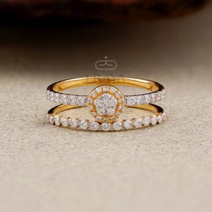 Lab Grown Diamond Ring, Double Band Gold Ring for Women, Dual Attached band ring, Eternity double band ring, Minimalist everyday wear ring