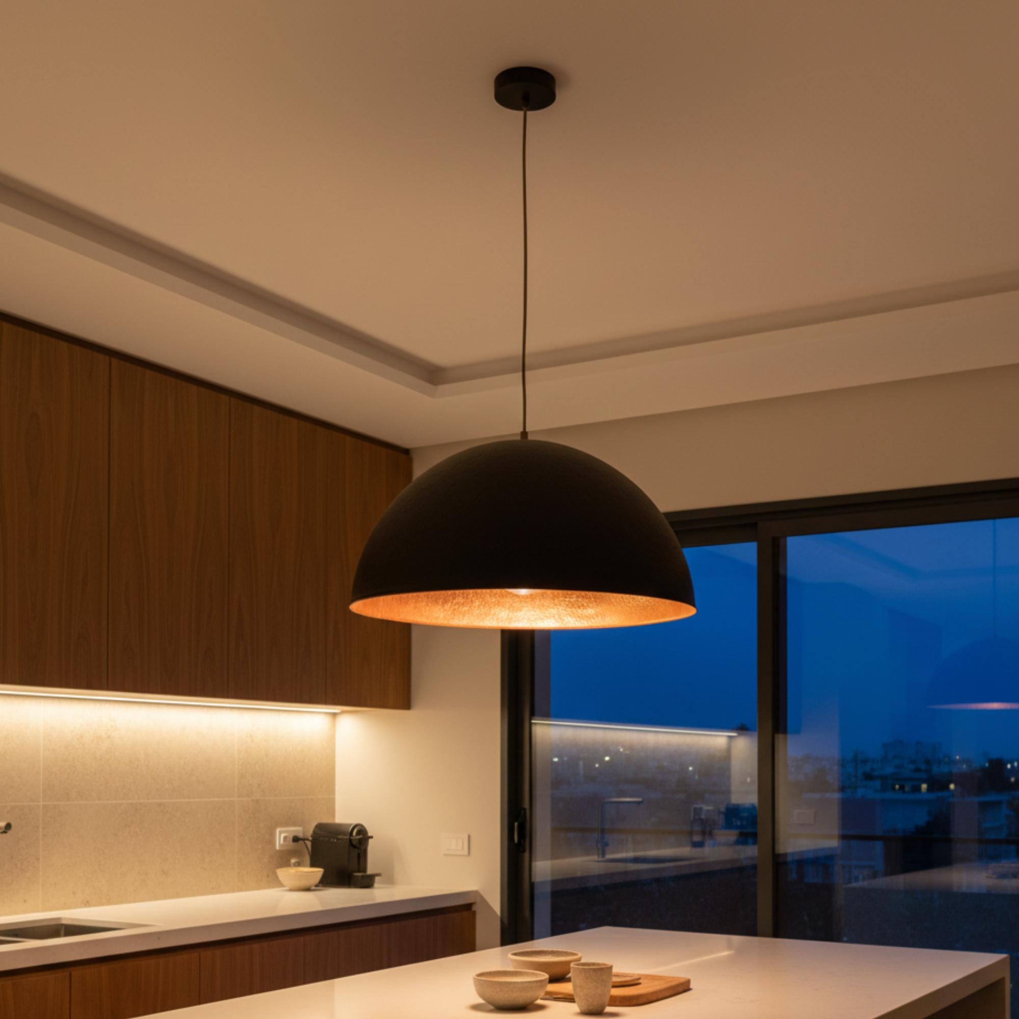 Modern LED Chandelier – Dimmable Black Curve Pendant Light For Dining Room, Kitchen, Living Room, Bedroom & More