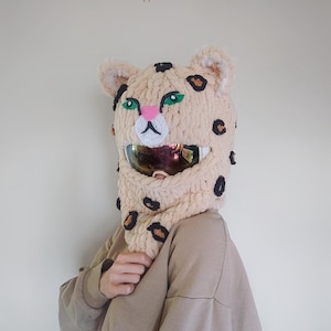 Leopard Ski Balaclava: Handmade Winter Helmet Cover