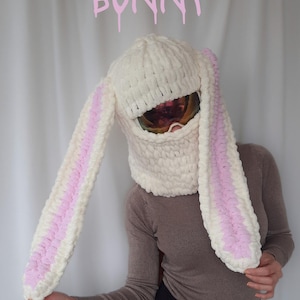 Bunny Ski Balaclava: Crochet Rabbit Ears Helmet Cover