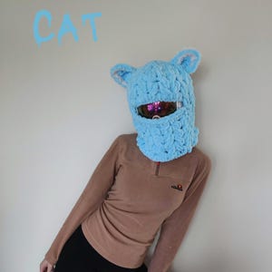 Cat Ears Ski Balaclava: Handmade Crochet Winter Helmet Cover