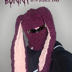 Bunny Ski Balaclava: Handmade Crochet Winter Hat, Helmet Cover