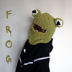 Frog Ski Balaclava: Handmade Crochet Winter Helmet Cover
