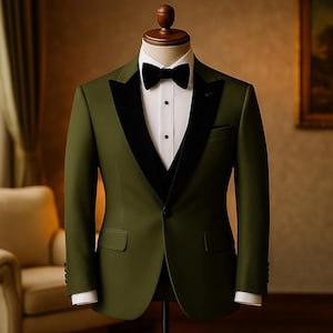 Green 3 Piece Slim Fit Suit Men | Wedding Groom Outfit | Formal Party Wear