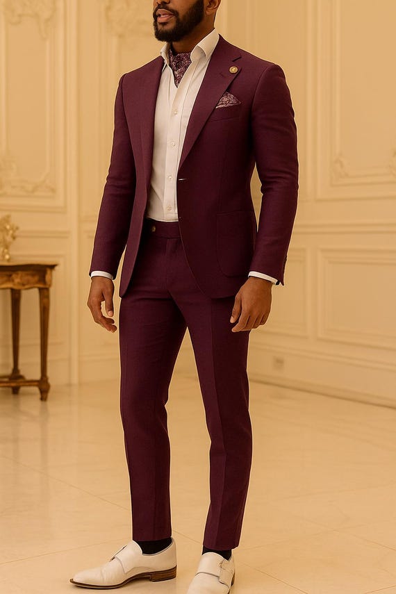 plum dress shirt for wedding Barry. Wang Mens Purple Dress Shirt Paisley Silk Long Sleeve Button Down Shirt, S