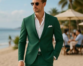 Green Coat Pant Set Men: Tailored Office Wear - Made-to-Measure