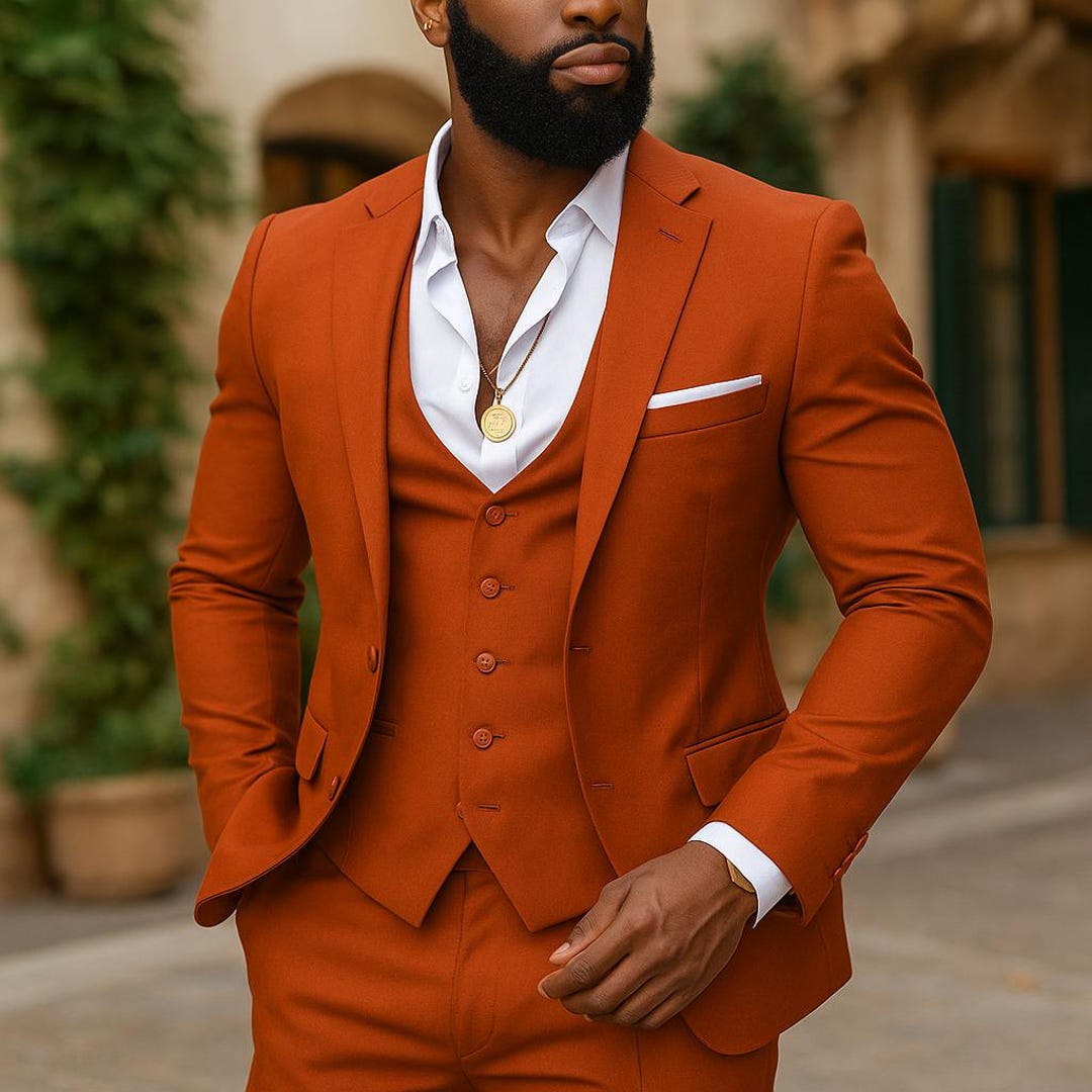 what color suit goes with burnt orange dress What Suit Goes Well with Orange Dress