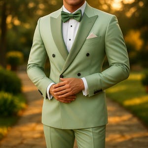 Sage Green 2 Piece Tuxedo Men | Slim Fit Wedding Suit | Elegant Groom Formal Wear