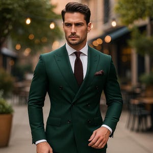 Green Double Breasted Suit for Men | Premium Tailored Fit | Luxury Formal & Wedding Wear