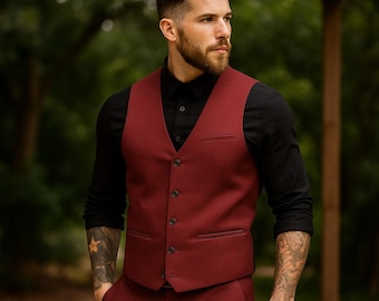 Men’s Custom Waistcoat | V-Shape Slim Fit Groom & Groomsmen Vest | Wedding  Formal Wear