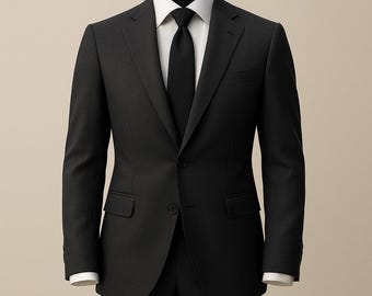 黒のダブルブレストスーツ：結婚式の新郎のフォーマルな服装 - Etsy 日本