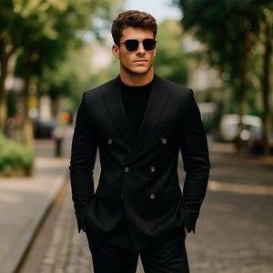 Black Double Breasted Suit for Men | Sophisticated Tailored Fit | Modern Formal Essential