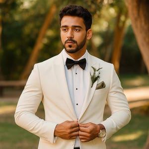 White 2 Piece Slim Fit Suit Men | Groom Wedding Tuxedo | Formal Party Wear Outfit