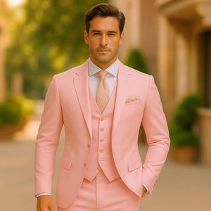 Light Pink 3 Piece Suit for Men | Tailored Wedding Groom Suit | Elegant Prom & Formal Event Wear