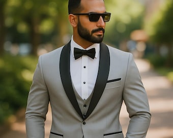 Slim Fit Light Grey Tuxedo: 3-Piece Men's Wedding Suit